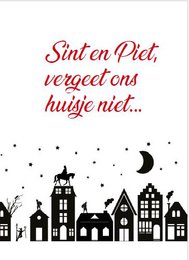 Postkaart Sint en Piet Vergeet ons huisje niet