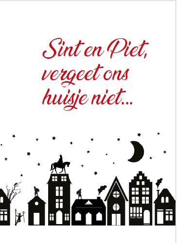 Postkaart Sint en Piet Vergeet ons huisje niet