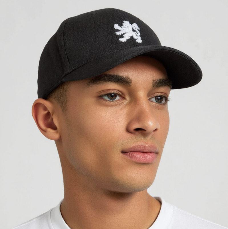 O.Leo Baseballkappe – Schwarz – Weißer Löwe – Unisex