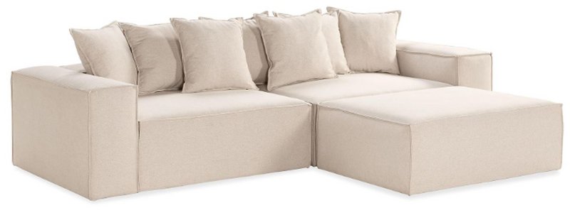Van Morris  L-shaped  sofa, R/L Beige Chenille, removable & washable covers