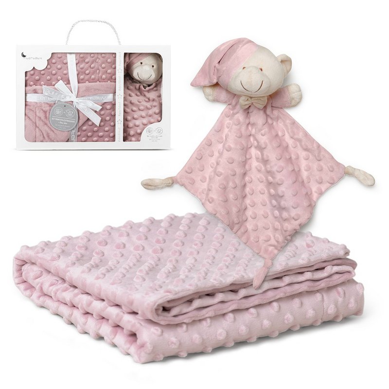 COUVERTURE A BULLES - 80 X 110 - POLAIRE CORAIL + DOUDOU 28X17 - MOD. OSITO - ROSE FONCÉ
