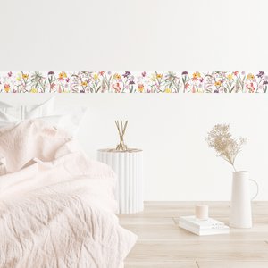Self-adhesive border "Botanical Garden" multicolored on white