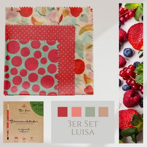 Organic beeswax cloths set of 3 "Luisa" - handmade in Germany