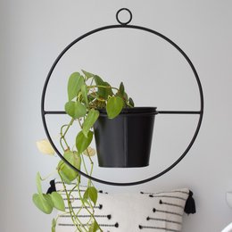 Maceta colgante, anillo decorativo con maceta "Hanging Garden" Redondo, negro