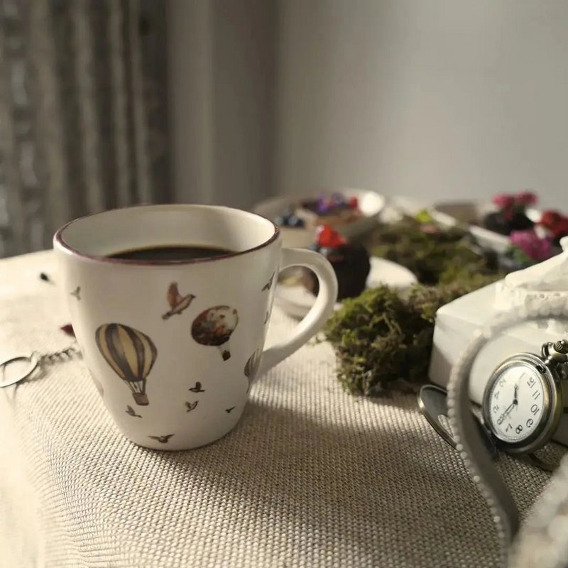 Kaffeebecher | Keramik Heißluftballon Vintage | 4er-Set