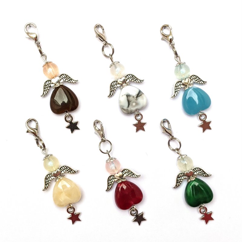 Guardian angel “fairy with star” keychain, set of 6, silver