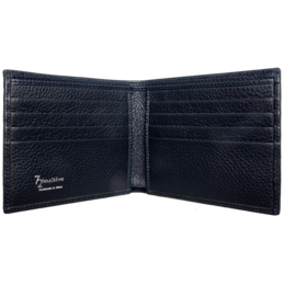 8 Credit Card Pebbled Leather Billfold Black