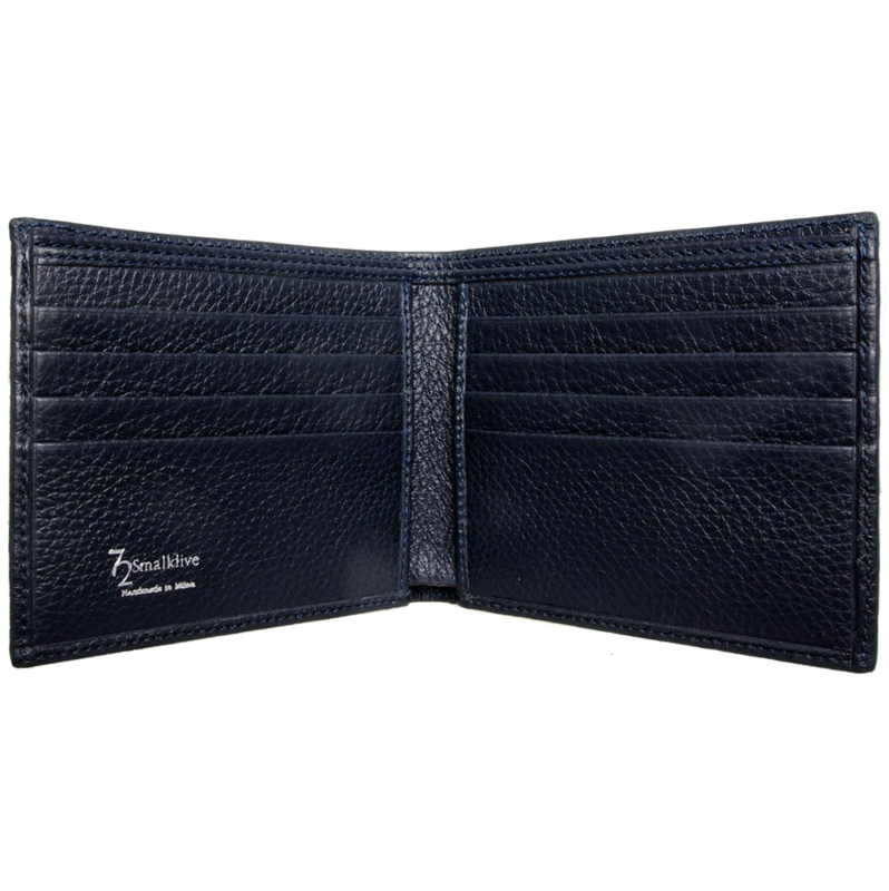 8 Credit Card Pebbled Leather Billfold Black