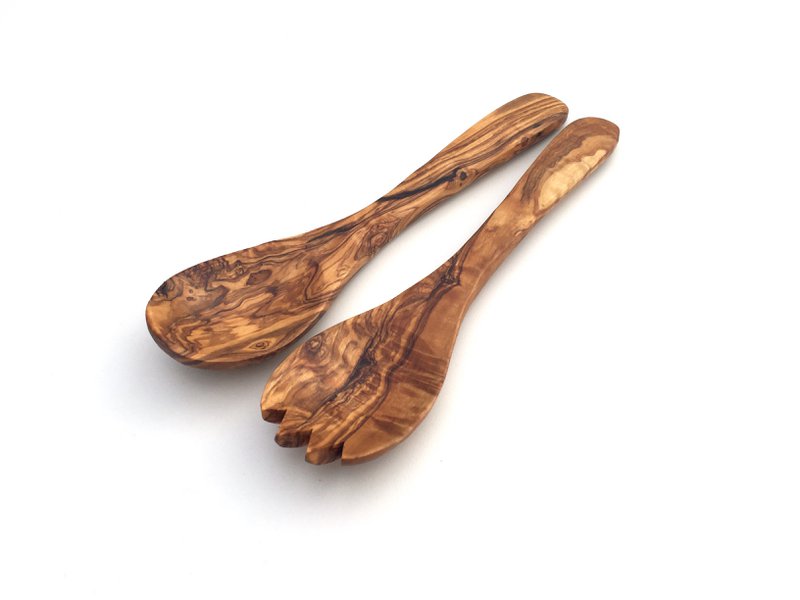Set of 2 salad servers Kyiv made of olive wood