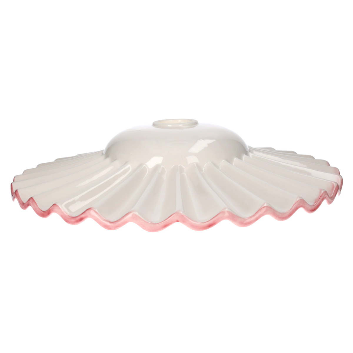 Lampenschirm aus Keramik, D 39 H 8 cm, rosa Rand