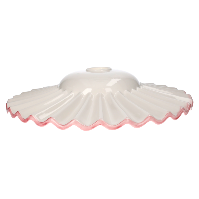 Lampenschirm aus Keramik, D 39 H 8 cm, rosa Rand