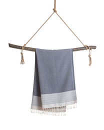 PHARAO Hammam saunahåndklæde i bomuld – Kompakt og let – Blå/Mørkeblå – 180x100 cm