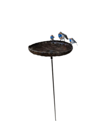 Métal grand bol de gorge bleue Birdfeeder sur bâton