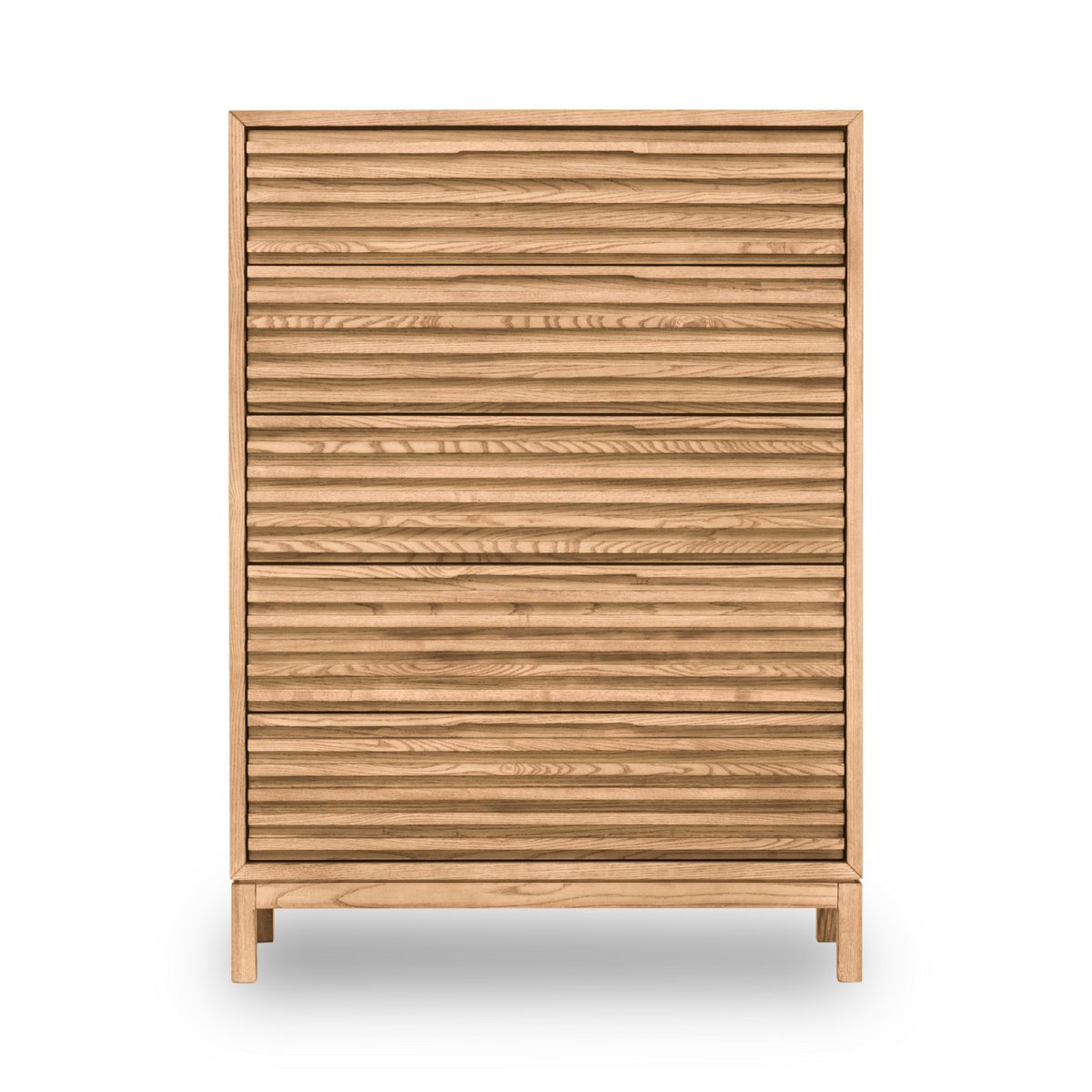 Cómoda de madera de fresno con cinco cajones Tanner en lino