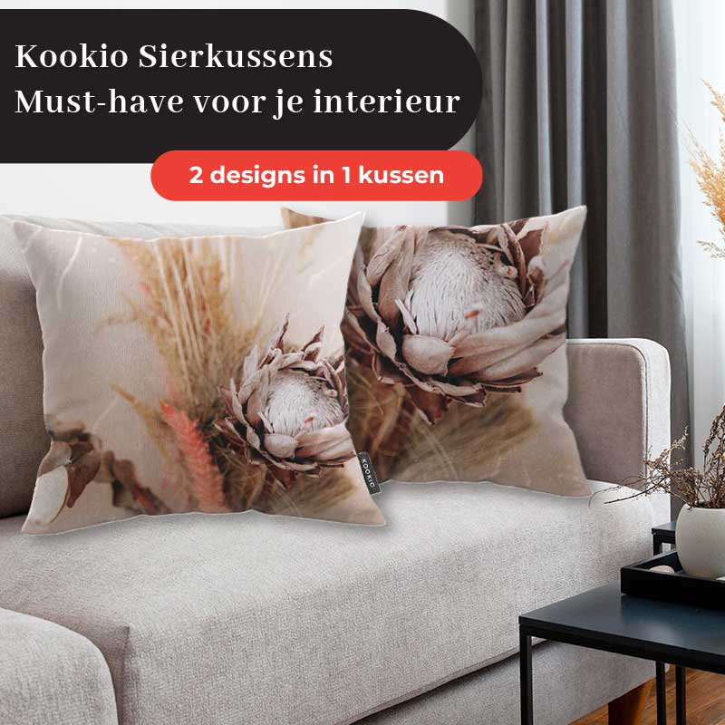 Sierkussen - Droogbloemen Zacht Beige