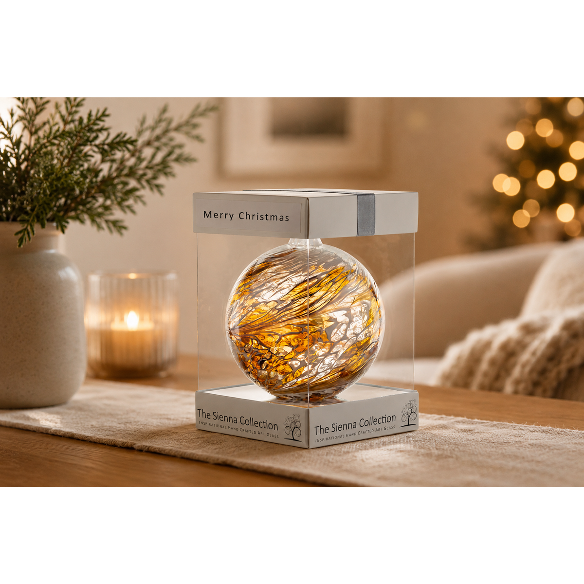10cm Freundschaftskugel - Weihnachtskugel - Pastellgold