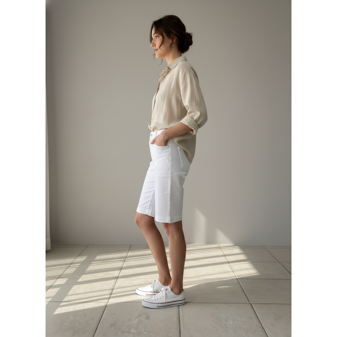 Bermudas vaqueras blancas: elegancia veraniega sin esfuerzo