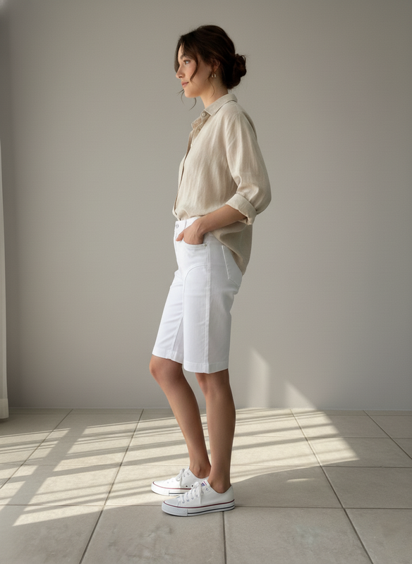 Bermudas vaqueras blancas: elegancia veraniega sin esfuerzo