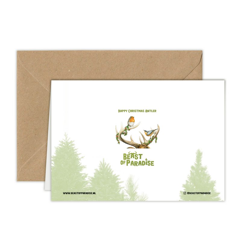 Birds on Antler Christmas Card, Greeting Card, Holiday Card 12,3 x 17,5 cm