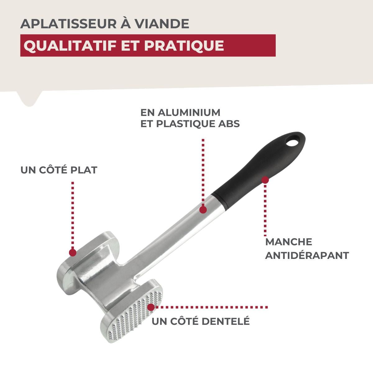 Aluminum meat tenderizer 28 cm Fackelmann Basic