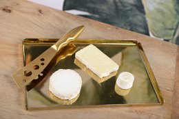 Golden hammered rectangular tray 30.5x21x1.25cm