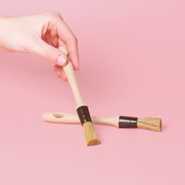 Pastry brush, food-grade, unbranded, durable. Wooden handle, natural bristles. Suitable for baking, cooking, and cleaning.