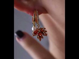 Autumn Maple Pearl Drop Earrings