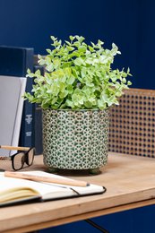 J-Line bloempot Bloem - keramiek - groen - medium - Ø 14 cm