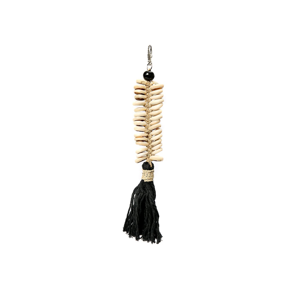 De Macrame Fishbone sleutelhanger - zwart