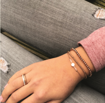 Armbånd plader med Pink Stones Rose Steel