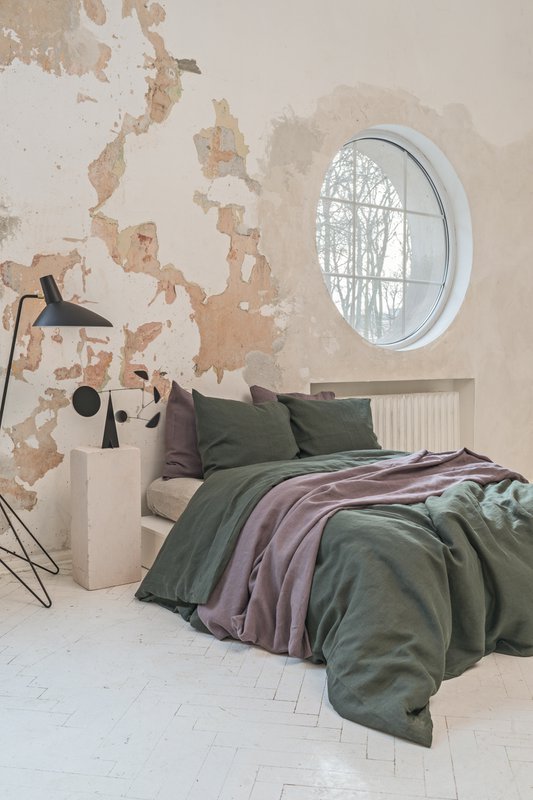 Linen bedding set / Forest green
