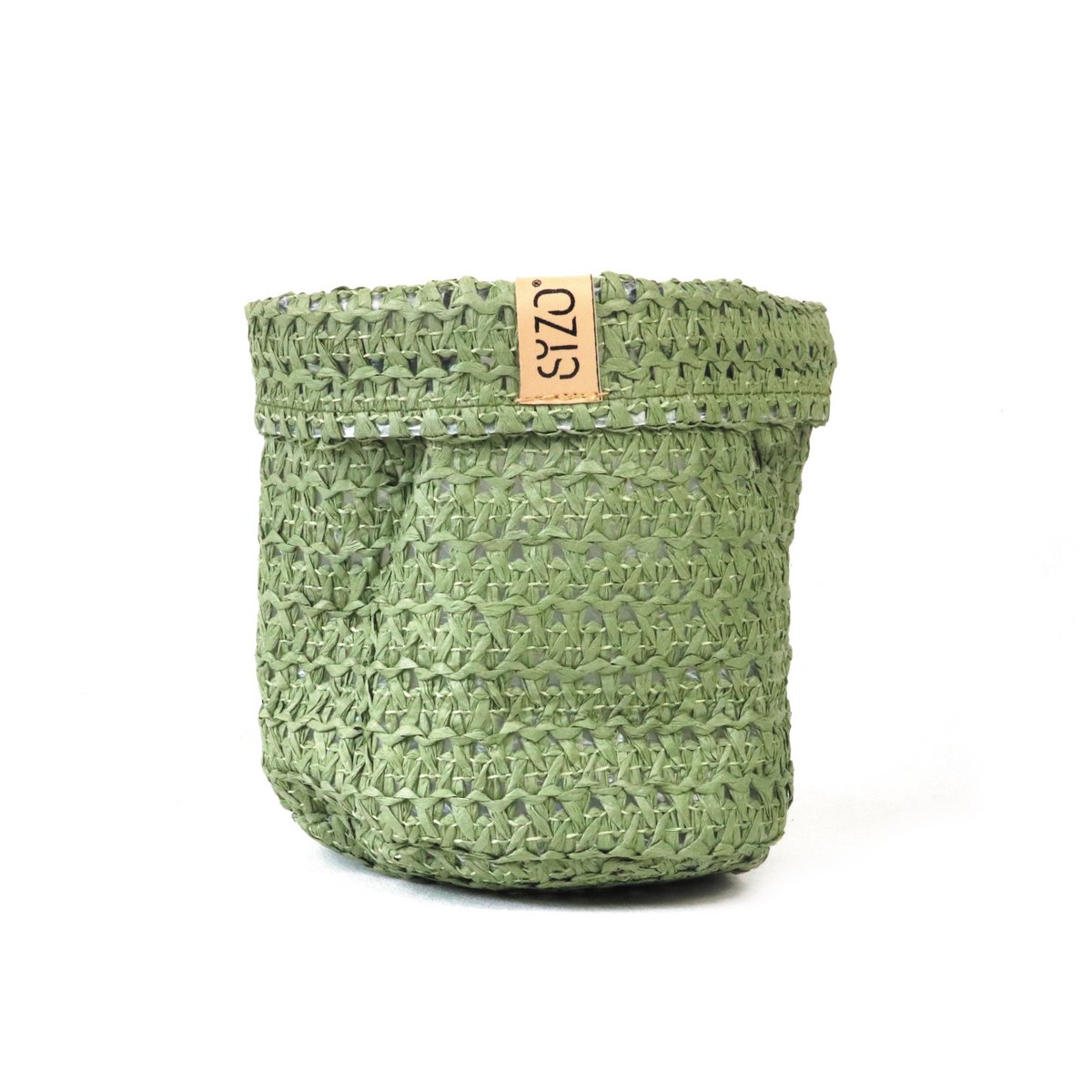 SIZO Knitted Paper Bag Olive with waterproof biodegradable liner