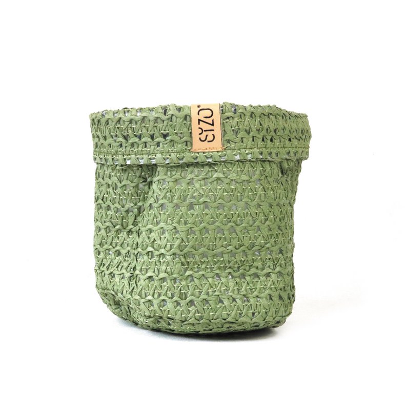 SIZO Knitted Paper Bag Olive med vandtæt biologisk nedbrydeligt for