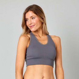 Seamless padded rib top gray