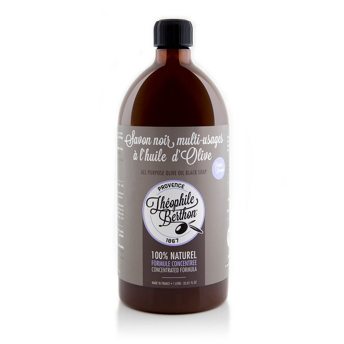 Jabón negro líquido multiusos concentrado 100% oliva. Fragancia de lavanda. 1L