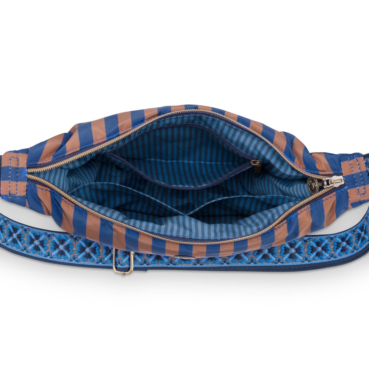 Freya Half Moon Cross Body Bag Stripe Blue 34x10x16cm