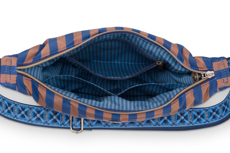Freya Half Moon Cross Body Bag Stripe Blue 34x10x16cm