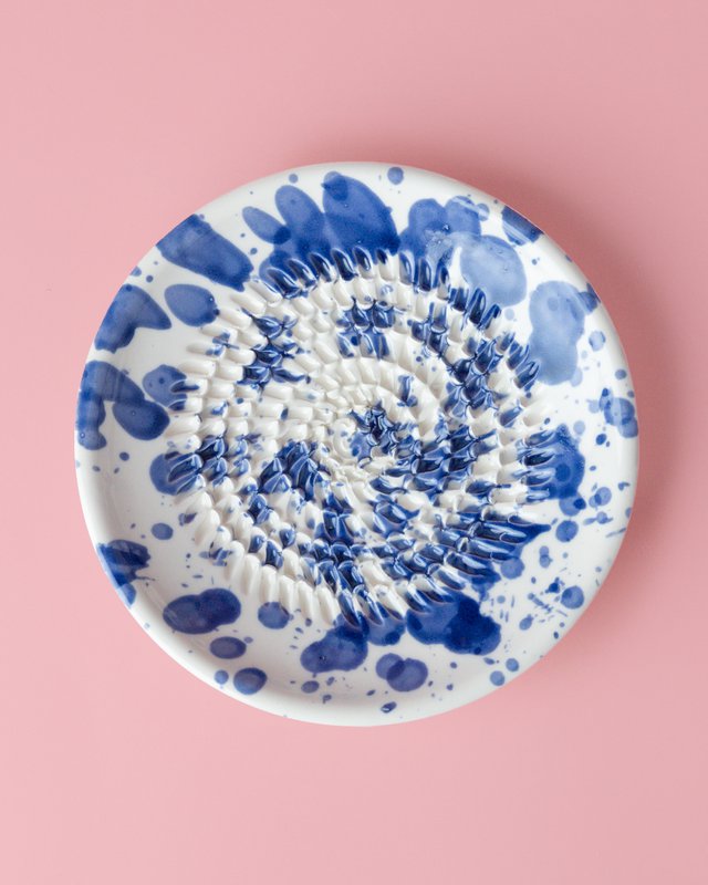 Handmade Ceramic Dish Garlic Grater / SMALL Blue PERSIA