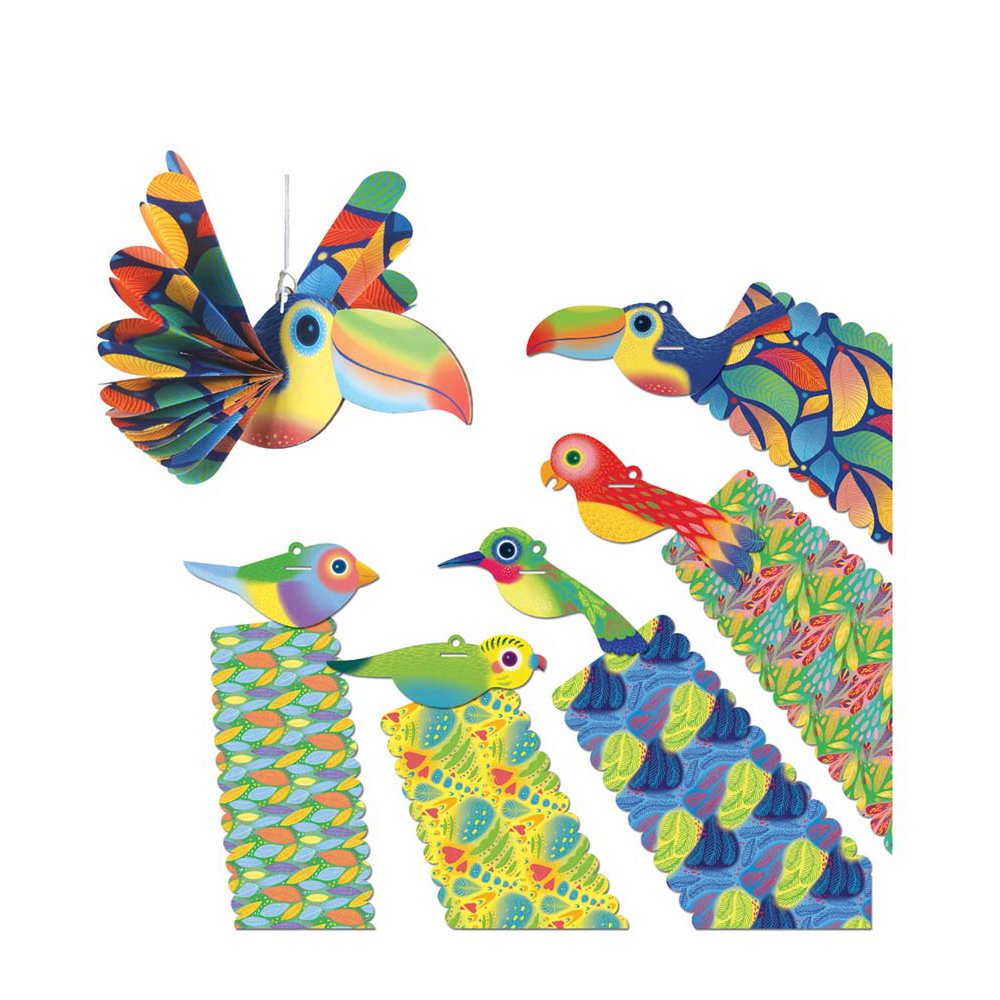 Easy creation, Folding fans "Exotic birds"