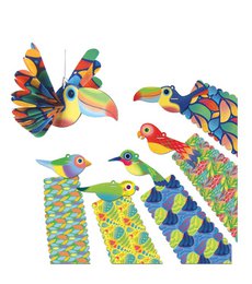 Easy creation, Folding fans "Exotic birds"