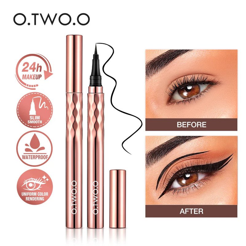 O.TWO.O Eyeliner w kredce Płynny eyeliner Wodoodporny, odporny na rozmazywanie Szybkoschnący 12-godzinny makijaż Ultracienki czarny eyeliner do strzałek