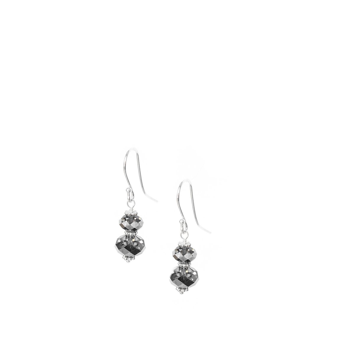 Rhodium plated earrings with "Black Silver Night" Austrian crystals