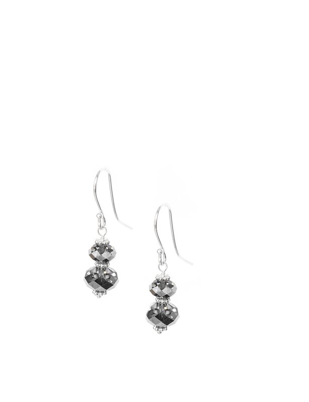 Rhodium plated earrings with "Black Silver Night" Austrian crystals