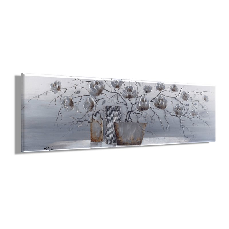 Pintura al óleo hecha a mano JARRÓN DE FLORES 40x120 cm decoración de arte mural moderno