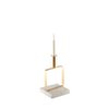 Bougeoir doré mat carré support marbre   h.17 cm