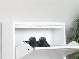 Naturn Living Metal shoe cabinet 6 - doors - set of 2 | 108 x 103 x 17 cm | Functional and compact shoe cabinet for stylish storage of your shoe collection | Shoe rack | Matte white