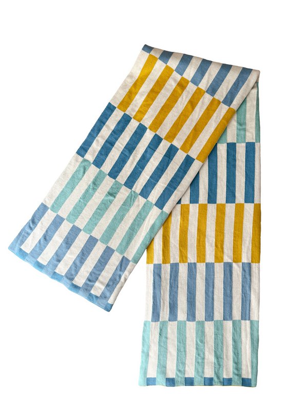 Mojo Blue Jacquard Throw – Blødt børstet bomuld