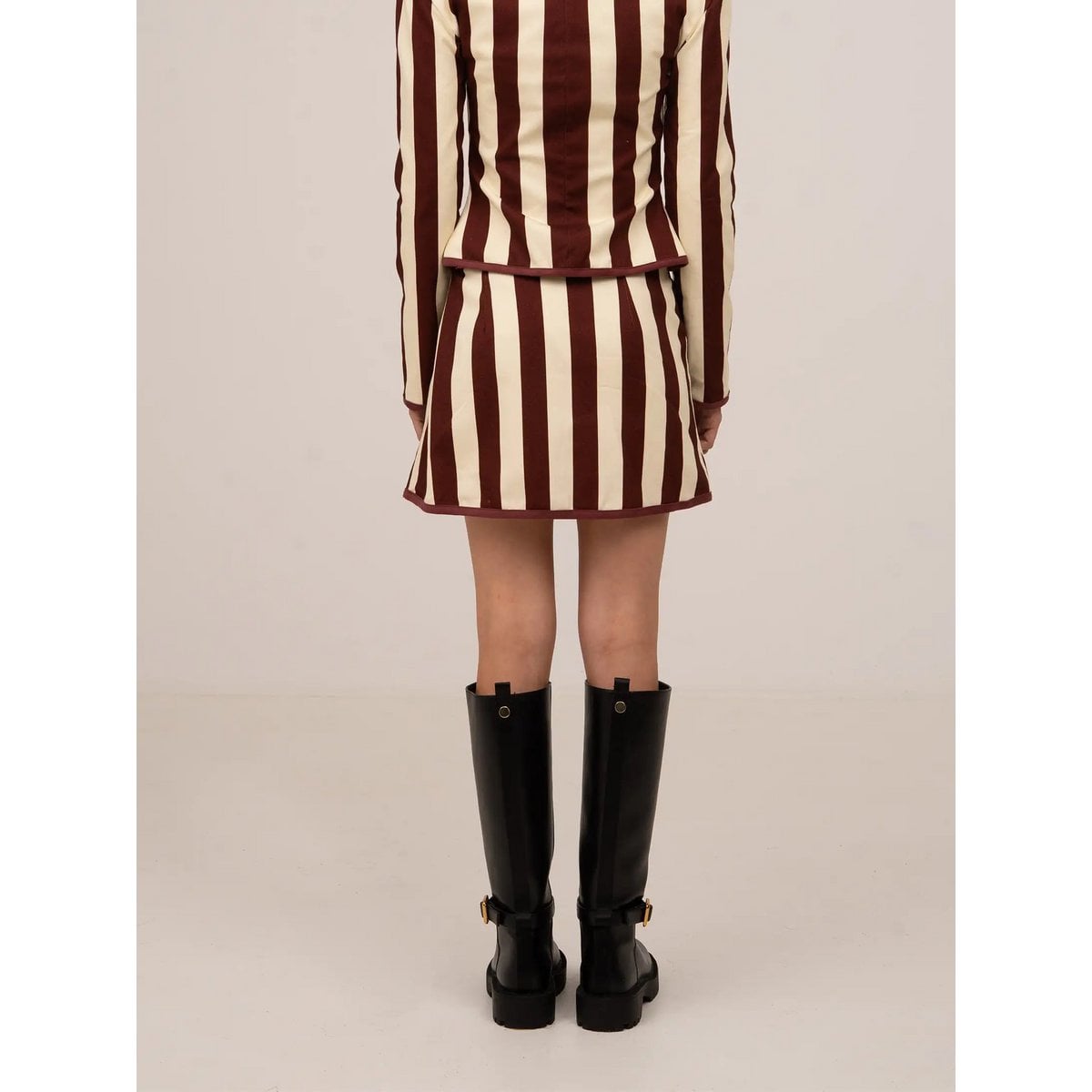 Whistle Burgundy stribet mininederdel