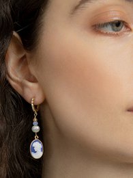Kleine Lovelies Blue Cameo Hoop Ohrringe