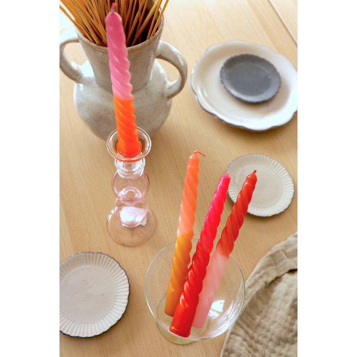 Twisted Dip Dye Dinner Candles - Set of 4 - Lovers in Paris
